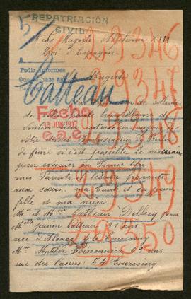 Expediente de Matilde Poissonnier, Marie Thérèse Delbecq y las familias Corvoisier Catteau, Catte...