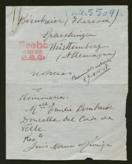 Expediente de Theresia Birbreier