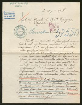 Expediente de la familia Servet Dirieix y de Aline y Julia Fermeau