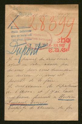 Expediente de Ernest Dupont y familia