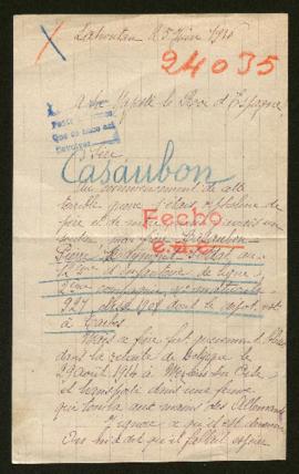 Expediente de Pierre Raymond Casaubon