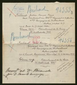 Expediente de Julien François Louis Richard y Jean Henry Richard