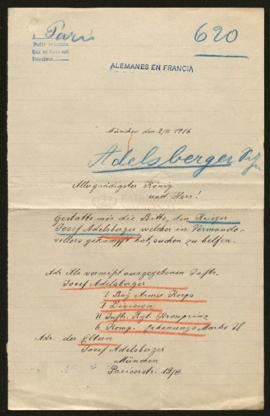 Expediente de Josef Adelsberger