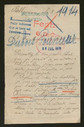 Expediente de madame Dubois Poirneur