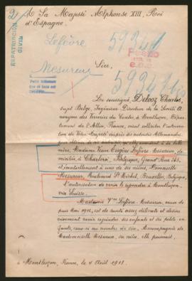 Expediente de madame veuve Lefèvre Mesureur y mademoisellle Mesureur