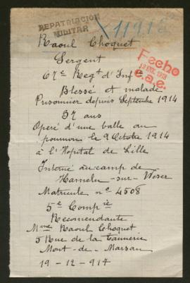 Expediente de Raoul Choquet
