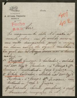 Expediente de Giuseppe Frazzeto y Salvatore Vitale
