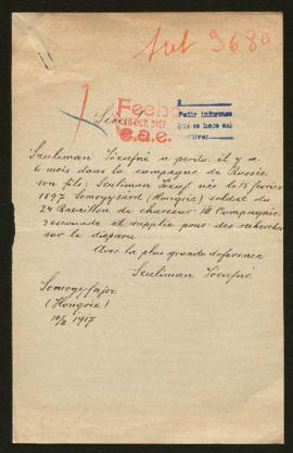 Expediente de József Szuliman