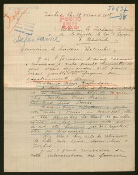 Expediente de Alfréda Marie y madame veuve Défontaine