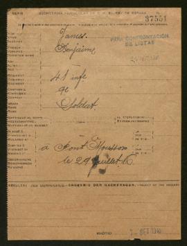 Expediente de Benajamín James