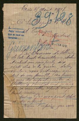 Expediente de madame Achille Grimonpont e hijos