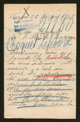 Expediente de madame Choquet Lefebvre y su hija y madame Caullet Lefebvre