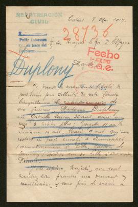 Expediente de la familia Duplouy Saison