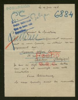 Expediente de madame Alfred Cailliau