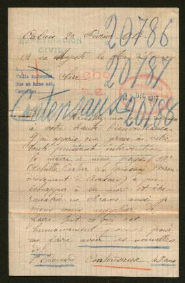 Expediente de las familias Contensaux Becqueriaux y Bettegnies Pluque, Ed. Bettegnies y madame Pl...