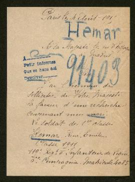 Expediente de René Emile Hémar