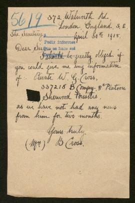 Expediente de W. G. Cross