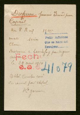 Expediente de François Edouard Pierre Dufresne