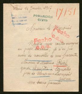 Expediente de la familia Pestel y la familia de Emile Goin