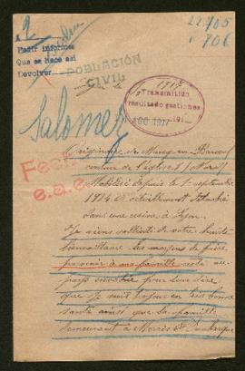 Expediente de Marie Lemaire Jacqueart y la familia de Paul Salomez