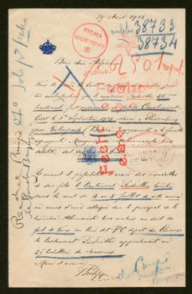 Expediente de Gerôme Faduilhe y Prosper Félix Jérôme Charles Faduilhe