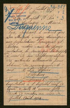 Expediente de Delphine Duquenne de Vylder, Emile Duquenne y Henri Victor Duquenne