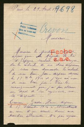 Expediente de Gaston Henri Crevon