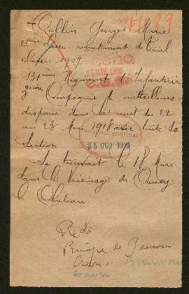 Expediente de Georges Marie Collin