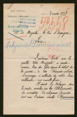 Expediente de las religiosas Dominicas del Sagrado Corazón de Neufvilles, Bélgica