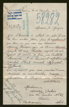 Expediente de la familia Macarez y Auguste Landas