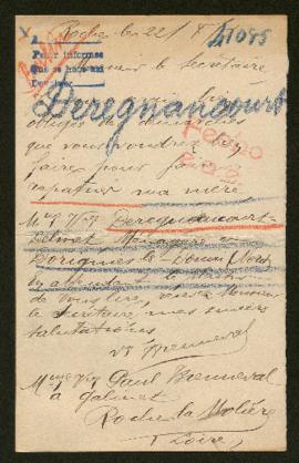 Expediente de madame veuve Deregnaucourt