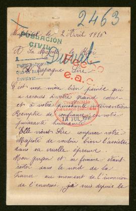 Expediente de Emile Eugène Duval y esposa