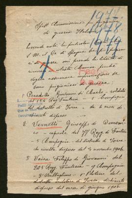 Expediente de Giovanni Peradotto, Giuseppe Vernetti y Filippo Vaira