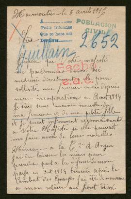 Expediente de madame Guillain Delgrange e hija