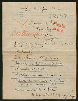 Expediente de Louis Narcise Maurice Bertrand