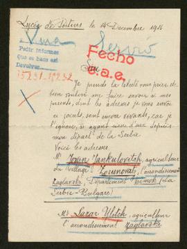 Expediente de Jovan Jankulovitch y Lazar Ylitch