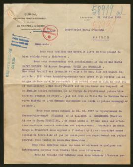 Expediente de Dieudonnée Turin Dethier y otros civiles a petición de la Oficina Internacional Fem...