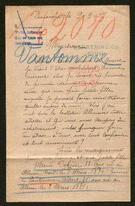 Expediente de la familia Vantomme Dekeser