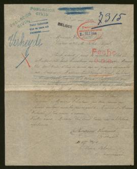 Expediente de monsieur y madame Verheyde-Lust y Angèle Verheyde