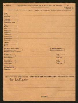 Expediente de militar desconocido de nacionalidad francesa