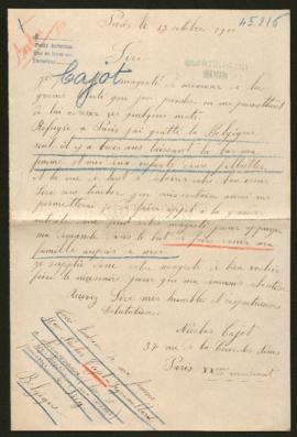 Expediente de madame Nicolas Cajot y sus hijas