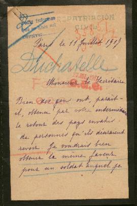 Expediente de las familias Duchâtelle Sarotin y Sarotin Ardhuin