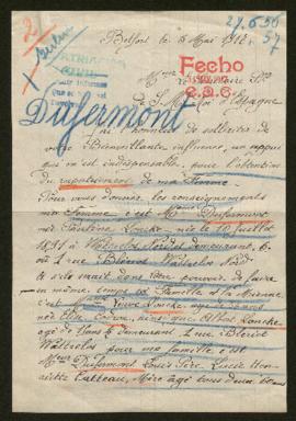 Expediente de Pauline Dufermont Loncke y las familias Loncke Codron y Dufermont Catteau