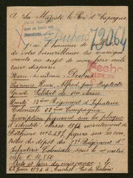 Expediente de Henri Alfred Jean Baptiste Dubois