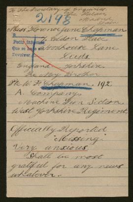 Expediente de W. F. Chapman