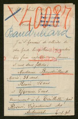 Expediente de la familia Lardenois Baudrillard