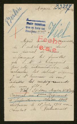 Expediente de Isidore Marie Viel