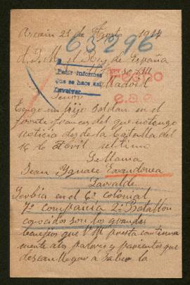 Expediente de Jean Ignace Errandonea Larralde
