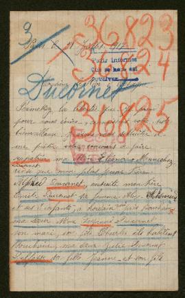 Expediente de la familia Ducornet Mennechez y otras por las que se solicita repatriación