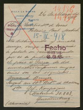 Expediente de Armand Bruyer y J. Adnell